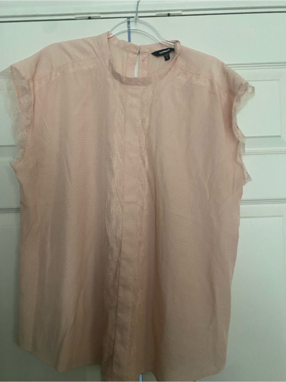 Express Blush Pink Sheer Cap-Sleeve Blouse